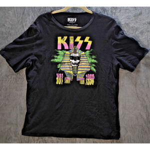 KISS Hot Shade Tour 2021 Graphic Tee Black Skull Pharaoh Design L/XL